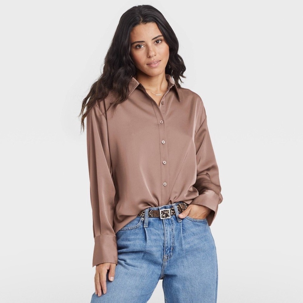 Brown oversized button up